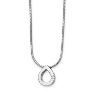 925 Sterling Silver White Ice .02ct. Diamond Teardrop Necklace; 16 inch; Lobster